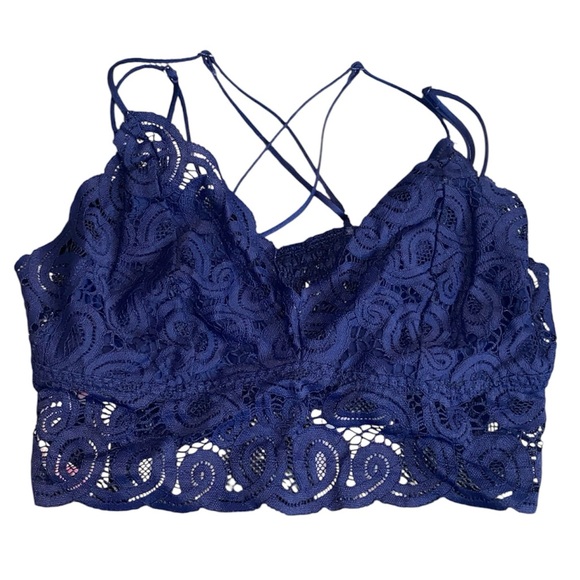 Victoria's Secret Other - Victoria’s Secret Navy Blue Lace Bralette, Size Large